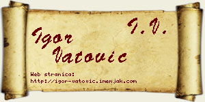 Igor Vatović vizit kartica